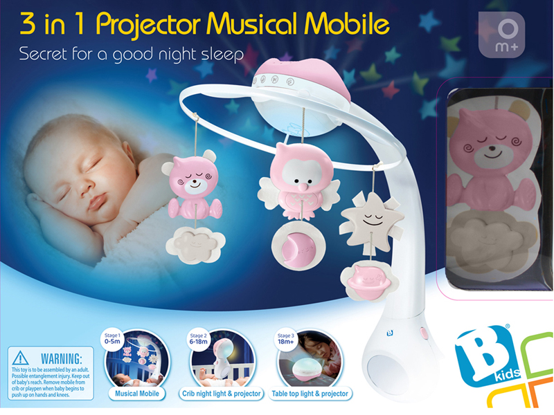 Infantino Infantino - WOM - Musical 3 in 1 projector mobile pink