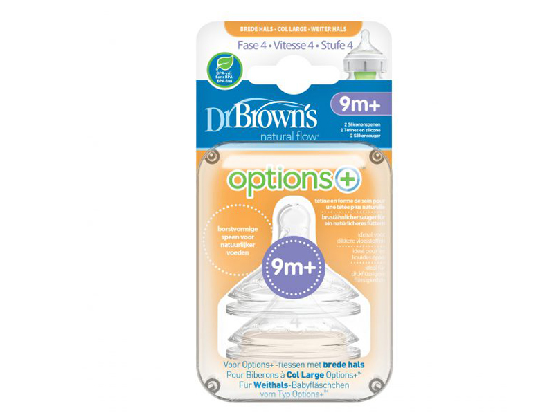 dr.brown's Dr. Brown’s Options+ Anti-colic | Speen fase 4 Brede halsfles